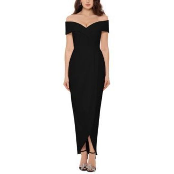 Xscape Petite Off-the-Shoulder Gown - Black Size 8P - Picture 1 of 3